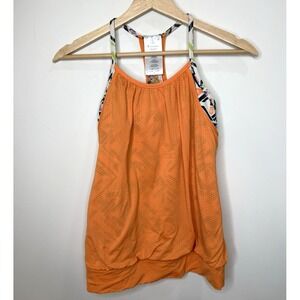 IVIVVA by Lululemon Double Dutch Layered Tank Top Built In Bra 12 Orange‎ Sporty